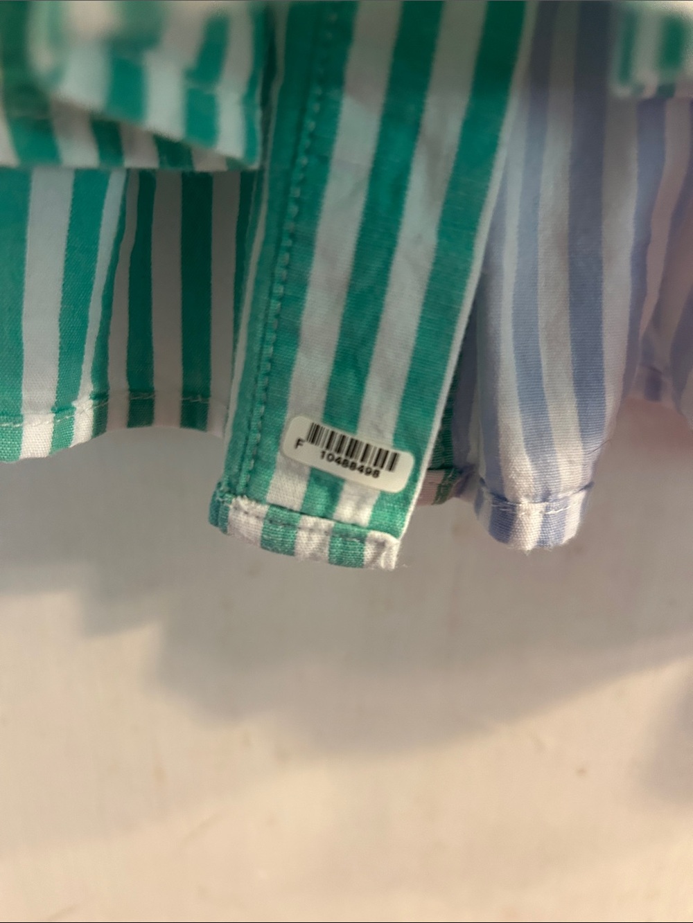 Entro Green & Blue Striped Ruffle Button-Front Blouse - Picture 7 of 7